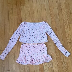 Urban Outfitters Pink strawberries two piece pajama set
